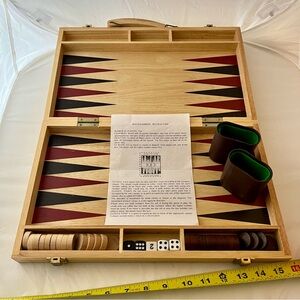 Wood Travel Backgammon Game Set w/Case